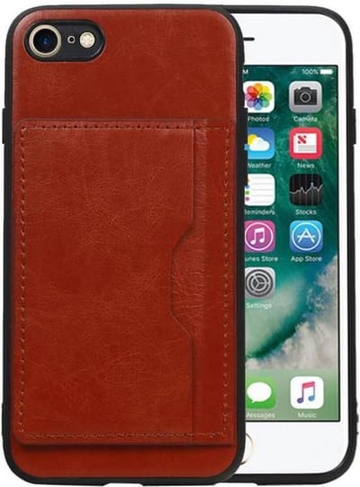 Staand Back Cover met 1 Pasjeshouder Hoesje Geschikt voor iPhone 8 / 7 Bruin