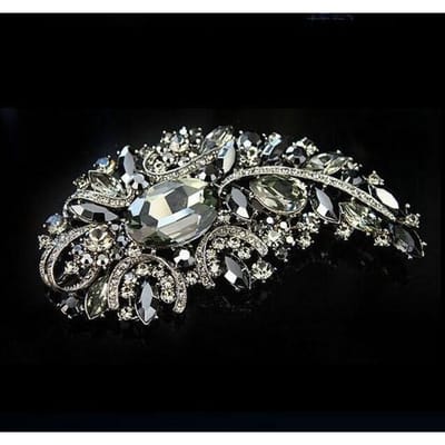 Prachtige Volledige Cyrstal Luxe Bloem Badges Broche Voor Vrouwen Meisjes Zware Industrie Pak Feest Speld Dame Banket Sieraden Accessoire gray