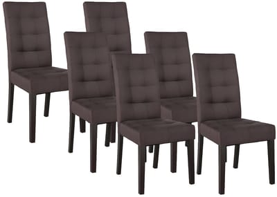 Vente-unique Set van 6 stoelen VILLOSA - bruine stof & donker houten poten