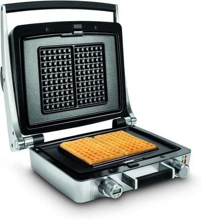 Wafelijzer - Wafelmachine - Zes Wafels Maken - PFAS Vrij - 33.5 x 34 x 13 cm - Zilver Grijs