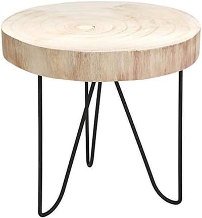 Rustieke Bijzettafel van Massief Hout - Salontafel/Banktafel met Boomschijf Uiterlijk