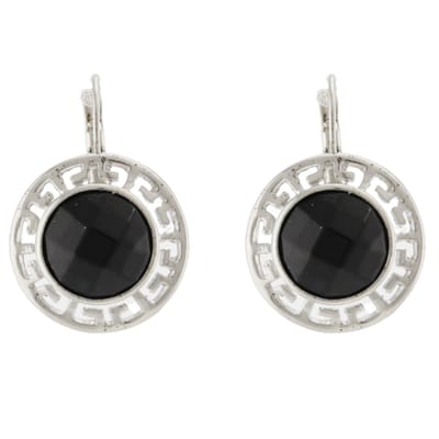Behave - Oorbellen - Zilverkleur rond damesdesign - Zwarte steen - 3.5 cm