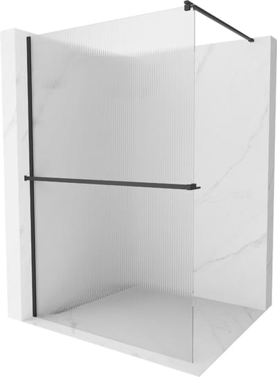 Mexen Kioto+ douchewand met plank Walk-in 70 x 200 , strepen, zwart - 800-070-121-70-09