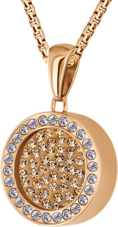Quiges 12mm Mini Munt Hanger Rosékleurig RVS Glans met Zirkonia Munt en met Anker Ketting 42-46cm