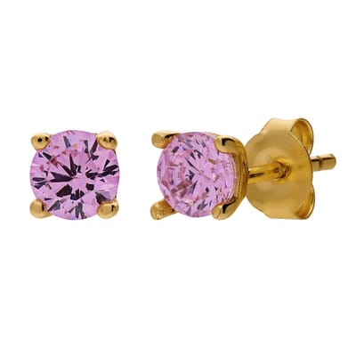 Lucardi Kinder Zilveren goldplated oorring kinderen licht roze - Oorbellen - 925 Zilver - Goudkleurig