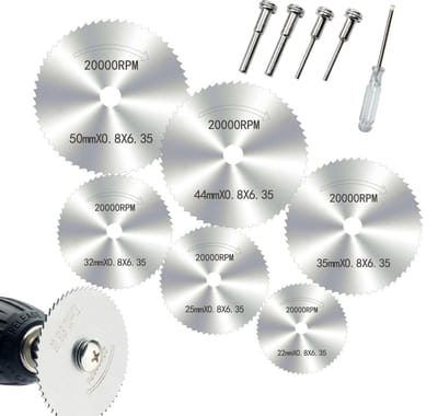 Dailygoods- Cirkelzaagblad HSS - Cirkelzaagbladen Set - 6 Stuks - Voor Hout/Kunststof/Metaal - Snijwielset - Afmetingen 50x0,8x6,35 mm - Zaagblad