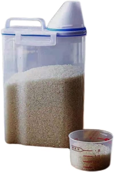 Voedselopslagcontainer voor huisdieren, 2 liter, transparant, verzegeld, insecten- en vochtbestendig, ideaal voor honden- en kattenvoer met maatbeker