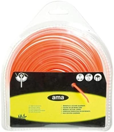Nylon Draad - Grasmaaier Touw - Onkruid Verwijderen - Vierkante Doorsnede - 3mm 48 Meter - Rood