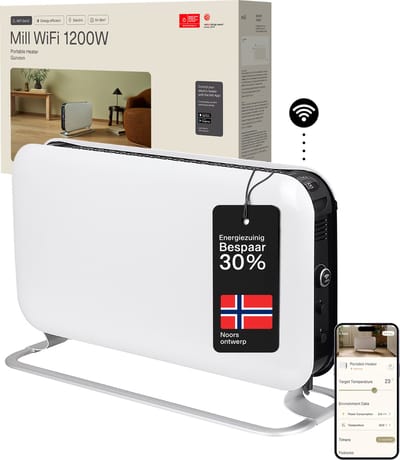 Mill CO1200WIFI3 - WiFi-geïntegreerde design convector kachel - 1200 Watt - 18m2 - 100% stil - 5 jaar garantie