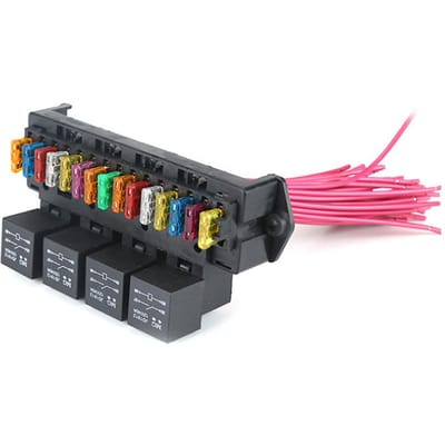 Boîte à fusibles de voiture 72V, boîte de bloc de fusibles à fil à 15 voies, boîte de commande multi-circuits, porte-fusible de fil de voiture avec noir