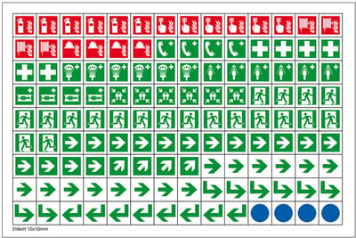 Minisymbool-verzamelkaart - ISO 7010 - zelfklevende folie (sticker), 8 mm - 126 stuks