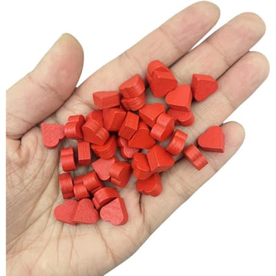 100 Stuks 10mm*5mm Rode Hartvorm Pion Houten Schaakstuk Spelstukken Voor Token Bordspel Accessoires red