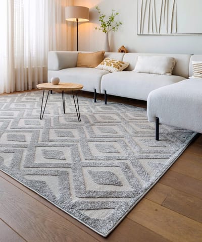 Scandinavisch vloerkleed - Contour Diamond grijs 80x150