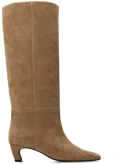 Sacha - Dames - Beige hoge suède laarzen met hak - Maat 38