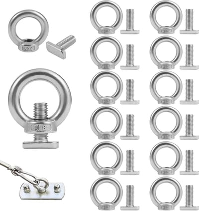 24 stuks M8 roestvrijstalen ringbouten, M8 x 20 mm, hamerkopschroeven, ringmoer, oogschroeven, ogen, roestvrij staal, oogmoer