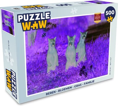 Puzzel Beren - Bloemen - Gras - Familie - Legpuzzel - Puzzel 500 stukjes