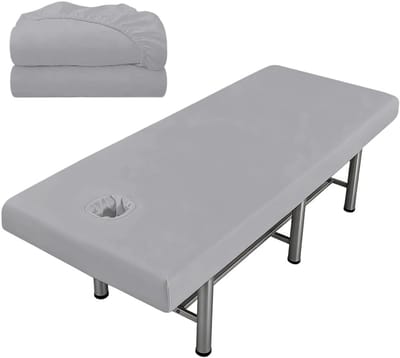 Massage Stoel Stretch Cover 80 x 190 cm - Waterdicht, Oliewerend en Wasbaar - Bescherming voor Schoonheidssalon en Spa in Grijs