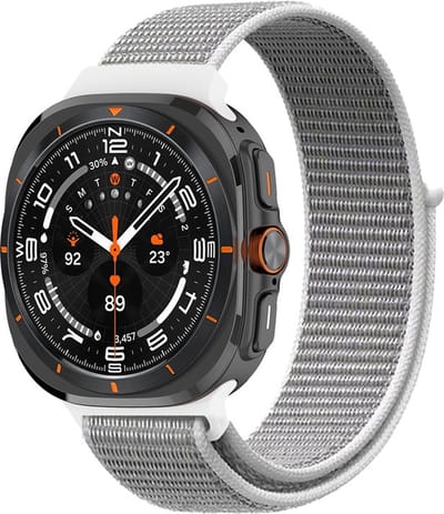 Nylon bandje - geschikt voor Samsung Galaxy Watch Ultra (47mm) / Ultra 2025 (47mm) - lichtgrijs