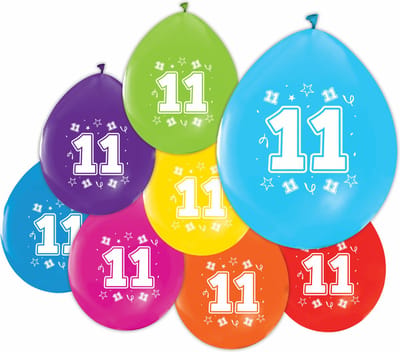 16 Ballonnen 12″ 2 Zijdig bedrukt 11 jaar - Versiering Slinger Feestdecoratie Decoratie Verjaardag Jubileum Ballon Feest