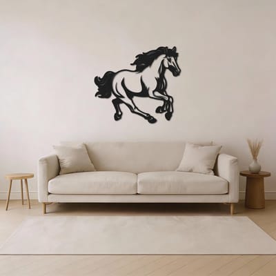 Wanddecoratie Paard - Muurdecoratie Paard - Muurdecoratie Hout - Wanddecoratie Hout - Muurdecoratie Woonkamer - Wanddecoratie Woonkamer - Wanddecoratie Industrieel - Wanddecoratie Dieren - Home Decor - Wall Line Art - 75 x 59 cm