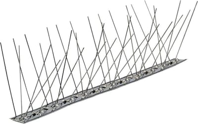 Duivenpinnen MIC780 op 1 mt RVS-strip 100 cm, met 80 RVS pinnen 10 cm hoog - 1 mt/st.