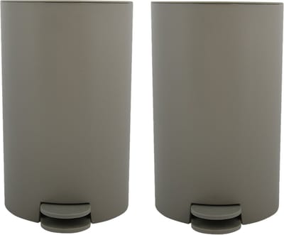 MSV Pedaalemmer - 2x - kunststof - taupe - 3L - klein model - 15 x 27 cm - Badkamer/toilet