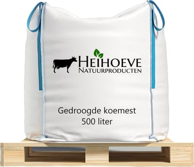 Gedroogde koemest Bigbag 500 liter / 0.5m3 (Universele tuinmest - Natuurlijke bemesting - Organische mest - Bodemverbeteraar - Gehygiëniseerd en Gecomposteerd - Moestuinmest - Rechtstreeks van de boerderij