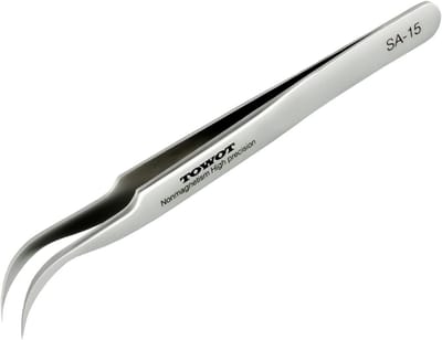 Precisie Pincet van RVS met Korte Punt - Curved Pincet voor Hobby, Elektronica, Solderen en Juwelen Maken