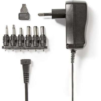 Nedis Universele AC-Stroomadapter - 7.20 W - 3 / 4.5 / 5 / 6 / 7.5 / 9 / 12 V DC - 1.80 m - 1.0 A - 6 plug(s) - Zwart