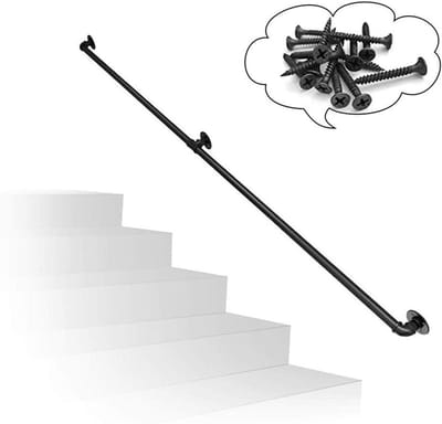 Leuning Set - Trapleuning Binnen - Veilige Toegang - Zwart Ijzeren Buizen - 30-300 cm - Zwart