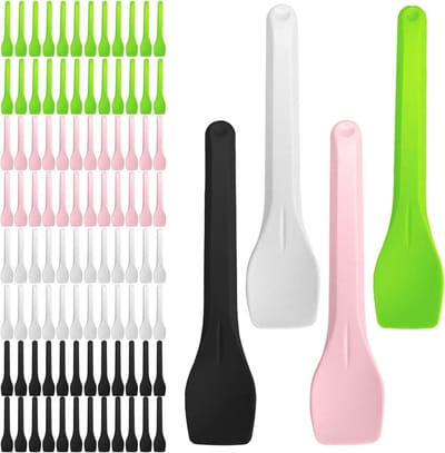 100 stuks ijslepels - Kleurrijke kunststof dessertlepels - Herbruikbare lepelset - Biologisch afbreekbaar - Voor ijs, gelei, cake - Mousse - 9,5 cm - Feestelijk aspect