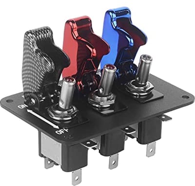 12V Tuimelschakelaar Paneel voor Racewagens - Carbon, Rood en Blauw
