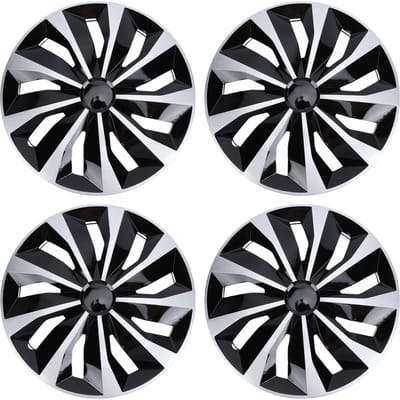 14 Inch Wielnaafdop 4 stuks Naafdop Wieldeksel Universeel voor de meeste auto's en vrachtwagens Zilver Zwart