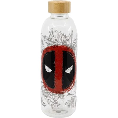 Grote fles - STOR - Deadpool - Glas met siliconen hoes - Herbruikbaar - 1030 ml