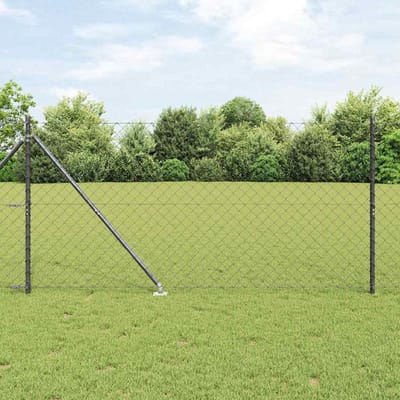 vidaXL - gaashek - met - grondpennen - 10 - x - 1,2 - m - PVC-Coated - Staal - Grijs - Mesh