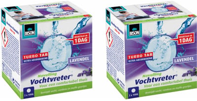 Bison - Vochtvreter Turbo tab Lavendel - 2 x 100 gr - Voordeelverpakking