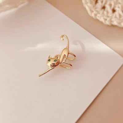 1 Stuk Grappige Groenoog Kat Clip Oorbel voor Vrouwen Schattig Dier Kikker Geen Oorgaatje Zonder Piercing Oorbeen Oorbel Feest Sieraden goud