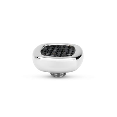 Melano Vivid Shiny Square Steentje Black Zilver