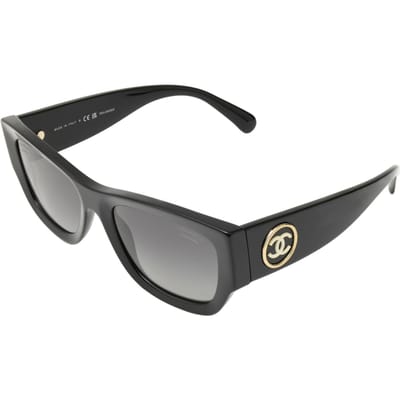 Lunettes de soleil Chanel Logo Double C Classique Forme Irrégulière Lunettes de soleil Femme Noir CH5507-C622S8 Basic Packaging-Eyeglass Case+Box,54,Black