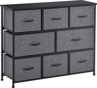 HOMCOM-Kommode-Polyester, Metall-100L x 30B x 78,5H cm-Dunkelgrau