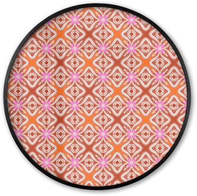 Poster in lijst Rond - Fotolijst 60x60 cm - Posters - Patroon - Vormen - Roze - Oranje - Rood - Ronde posterlijst zwart - Decoratie - Wanddecoratie woonkamer - Muurdecoratie slaapkamer
