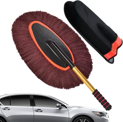 Autowasborstel - Reinigingsschrobber - Voertuig exterieur - Intrekbaar handvat - 53 cm - Grijs