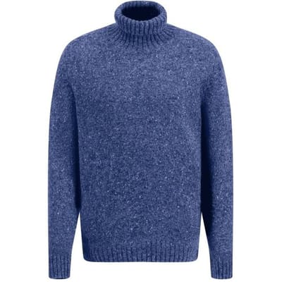 Fynch-Hatton Trui Donegal Knit Rollneck Merino Wool Blend Wave / male
