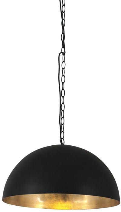 Hanglamp Semicirkel 2555ZW - Zwart met Gouden Binnenkant, 50cm, Verstelbaar in Hoogte, Metaal/Kunststof - Steinhauer (Industrieel)