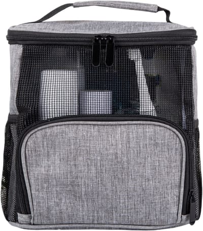 longziming -Douche Caddy voor Studenten - Hangende Douchetas met Onderafvoer - Essentiële Benodigdheden voor Studenten, Met Haak - Geschikt voor Reizen - Grijs