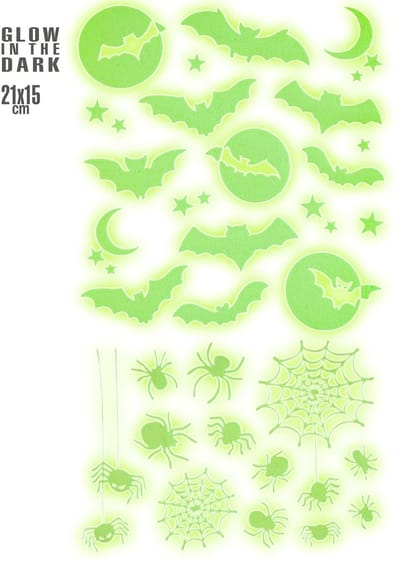 WIDMANN Decoratieve lichtgevende Glow in the Dark Halloween-stickers 21x15cm