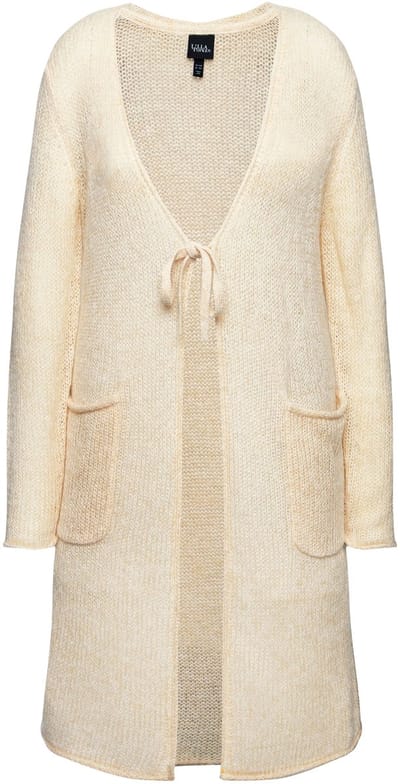 Ulla Popken - Dames - Lang vest strikbandje V-hals rolranden - Popcorn - Maat 46+