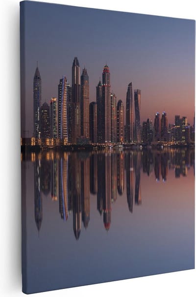 Artaza Canvas Schilderij Stad - 40x50 cm - Wanddecoratie Skyline - Muurdecoratie Zonsondergang - Kamer Accessoires Wolkenkrabbers