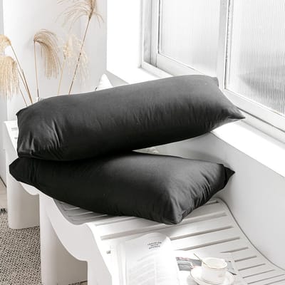 Famanu – Kussenslopen van 2 stuks - microvezels zacht - comfortabel - wasbaar - ademend - stof - kreukvrij - set van 2 (50 x 75 cm) (zwart)