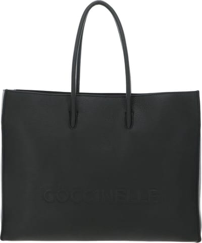 COCCINELLE Leren Schoudertas Maxi Log Handbag Grained Leather Alga Donkergroen